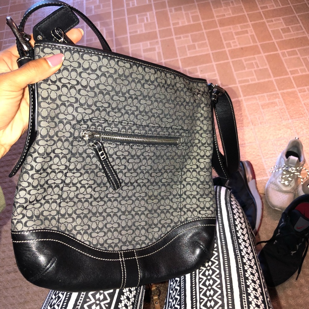 Black and grey coach crossbody
